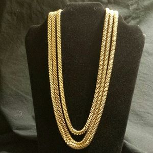 Avon Goldtone Triple Strand Snake Chain Necklace